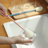 Upgraded Silicone Cleaning Brush with Long Handle & Storage Rack – No-Drill Sink Organizer for Cups, Bottles, and Baby Accessories.